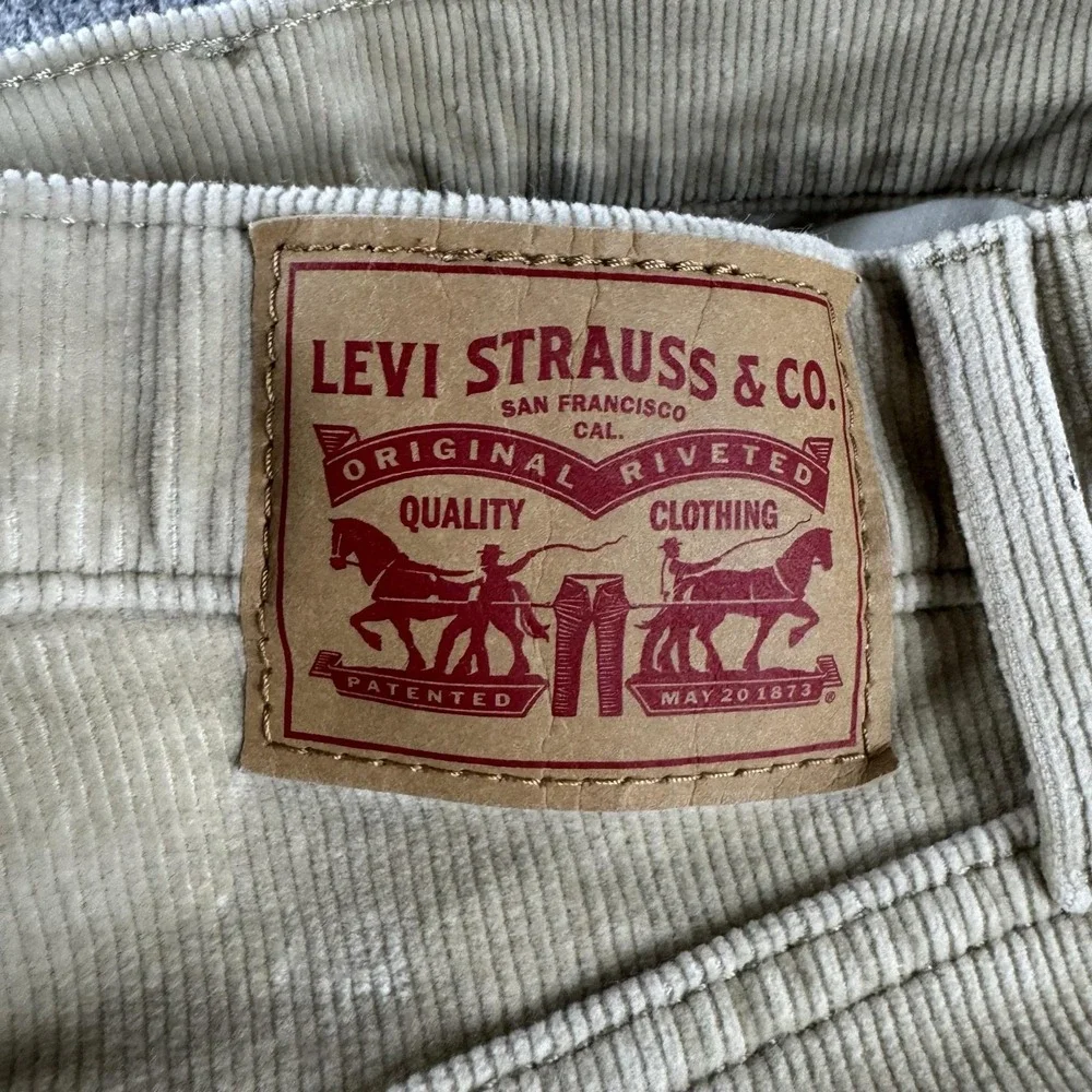 Levis Ribcage Straight Ankle Pants Womens 26 Beige Corduroy Pockets Fall